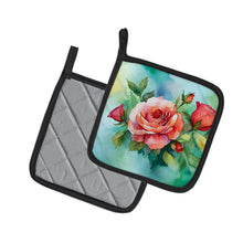 Load image into Gallery viewer, Oklahoma Roses in Watercolor Pair of Pot Holders