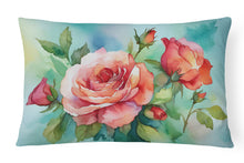 Load image into Gallery viewer, Oklahoma Roses in Watercolor Fabric Decorative Pillow