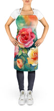 Load image into Gallery viewer, Oklahoma Roses in Watercolor Apron – Artist-Designed Kitchen, BBQ &amp; Craft Apron