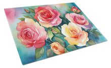 Load image into Gallery viewer, Oklahoma Roses in Watercolor Glass Cutting Boards – Durable, Decorative Kitchen Art Large