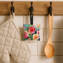 Load image into Gallery viewer, Oklahoma Roses in Watercolor Hanging Square Fabric Ornament 3.5 × 3.5