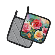 Load image into Gallery viewer, Oklahoma Roses in Watercolor Pair of Pot Holders