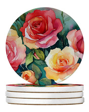 Load image into Gallery viewer, Oklahoma Roses in Watercolor Large Sandstone Coasters Pack of 4