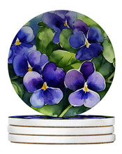Load image into Gallery viewer, Rhode Island Violets in Watercolor Large Sandstone Coasters Pack of 4
