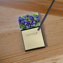 Load image into Gallery viewer, Rhode Island Violets in Watercolor Sticky Note Holder- Refiilable Desk Accessory Note Pad