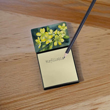 Load image into Gallery viewer, South Carolina Yellow Jessamine in Watercolor Sticky Note Holder- Refiilable Desk Accessory Note Pad
