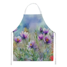 Load image into Gallery viewer, South Dakota Pasque Flowers in Watercolor Apron – Artist-Designed Kitchen, BBQ &amp; Craft Apron