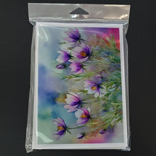 Load image into Gallery viewer, South Dakota Pasque Flowers in Watercolor Greeting Cards -  Blank Note Cards – 8-Pack of Artist-Designed Cards with Envelopes