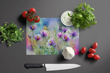 Load image into Gallery viewer, South Dakota Pasque Flowers in Watercolor Glass Cutting Boards – Durable, Decorative Kitchen Art Large