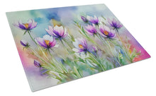 Load image into Gallery viewer, South Dakota Pasque Flowers in Watercolor Glass Cutting Boards – Durable, Decorative Kitchen Art Large