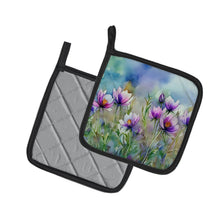 Load image into Gallery viewer, South Dakota Pasque Flowers in Watercolor Pair of Pot Holders