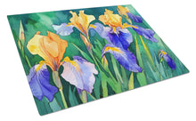 Load image into Gallery viewer, Tennessee Iris in Watercolor Glass Cutting Boards – Durable, Decorative Kitchen Art Large