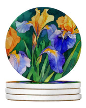 Load image into Gallery viewer, Tennessee Iris in Watercolor Large Sandstone Coasters Pack of 4