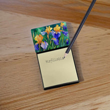 Load image into Gallery viewer, Tennessee Iris in Watercolor Sticky Note Holder- Refiilable Desk Accessory Note Pad
