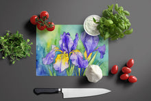 Load image into Gallery viewer, Tennessee Iris in Watercolor Glass Cutting Boards – Durable, Decorative Kitchen Art Large