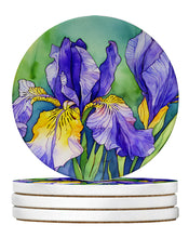 Load image into Gallery viewer, Tennessee Iris in Watercolor Large Sandstone Coasters Pack of 4