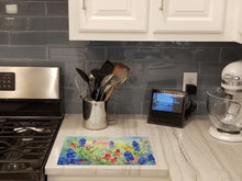 Load image into Gallery viewer, Texas Bluebonnets in Watercolor Glass Cutting Boards – Durable, Decorative Kitchen Art Large