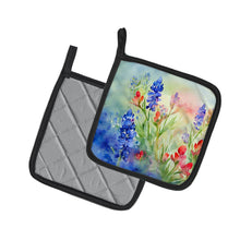 Load image into Gallery viewer, Texas Bluebonnets in Watercolor Pair of Pot Holders