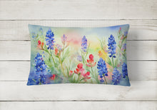 Load image into Gallery viewer, Texas Bluebonnets in Watercolor Fabric Decorative Pillow