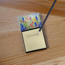 Load image into Gallery viewer, Texas Bluebonnets in Watercolor Sticky Note Holder- Refiilable Desk Accessory Note Pad