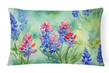 Load image into Gallery viewer, Texas Bluebonnets in Watercolor Fabric Decorative Pillow