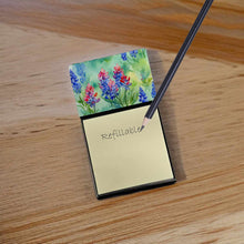 Load image into Gallery viewer, Texas Bluebonnets in Watercolor Sticky Note Holder- Refiilable Desk Accessory Note Pad