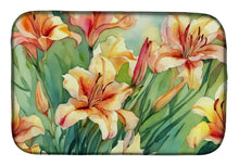 Load image into Gallery viewer, Utah Sego Lilies in Watercolor Dish Drying Mat