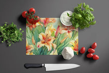 Load image into Gallery viewer, Utah Sego Lilies in Watercolor Glass Cutting Boards – Durable, Decorative Kitchen Art Large