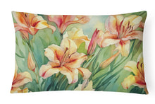 Load image into Gallery viewer, Utah Sego Lilies in Watercolor Fabric Decorative Pillow