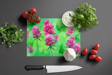 Load image into Gallery viewer, Vermont Red Clover in Watercolor Glass Cutting Boards – Durable, Decorative Kitchen Art Large
