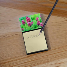 Load image into Gallery viewer, Vermont Red Clover in Watercolor Sticky Note Holder- Refiilable Desk Accessory Note Pad