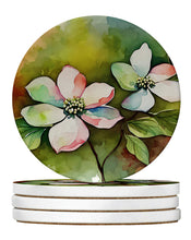 Load image into Gallery viewer, Virginia American Dogwood in Watercolor Large Sandstone Coasters Pack of 4