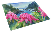 Load image into Gallery viewer, Washington Coast Rhododendrons in Watercolor Glass Cutting Boards – Durable, Decorative Kitchen Art Large