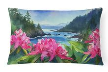Load image into Gallery viewer, Washington Coast Rhododendrons in Watercolor Fabric Decorative Pillow