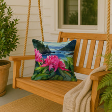 Load image into Gallery viewer, Washington Coast Rhododendrons in Watercolor Throw Pillow