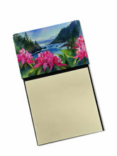 Load image into Gallery viewer, Washington Coast Rhododendrons in Watercolor Sticky Note Holder- Refiilable Desk Accessory Note Pad
