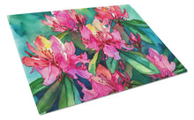 Load image into Gallery viewer, West Virginia Rhododendrons in Watercolor Glass Cutting Boards – Durable, Decorative Kitchen Art Large
