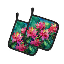 Load image into Gallery viewer, West Virginia Rhododendrons in Watercolor Pair of Pot Holders
