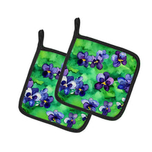 Load image into Gallery viewer, Wisconsin Wood Violets in Watercolor Pair of Pot Holders