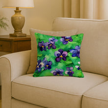 Load image into Gallery viewer, Wisconsin Wood Violets in Watercolor Throw Pillow