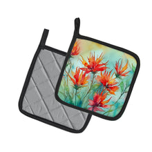 Load image into Gallery viewer, Wyoming Indian Paintbrush in Watercolor Pair of Pot Holders