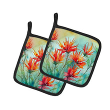 Load image into Gallery viewer, Wyoming Indian Paintbrush in Watercolor Pair of Pot Holders