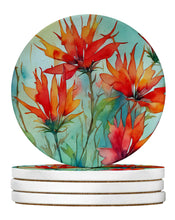 Load image into Gallery viewer, Wyoming Indian Paintbrush in Watercolor Large Sandstone Coasters Pack of 4
