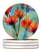 Load image into Gallery viewer, Wyoming Indian Paintbrush in Watercolor Large Sandstone Coasters Pack of 4