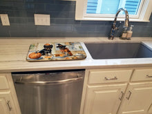 Load image into Gallery viewer, Affenpinscher Fall Kitchen Pumpkins Dish Drying Mat