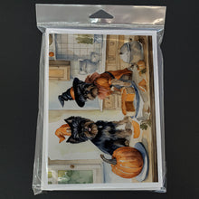 Load image into Gallery viewer, Affenpinscher Fall Kitchen Pumpkins Greeting Cards -  Blank Note Cards – 8-Pack of Artist-Designed Cards with Envelopes