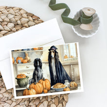 Load image into Gallery viewer, Afghan Hound Fall Kitchen Pumpkins Greeting Cards -  Blank Note Cards – 8-Pack of Artist-Designed Cards with Envelopes