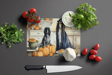 Load image into Gallery viewer, Afghan Hound Fall Kitchen Pumpkins Glass Cutting Boards – Durable, Decorative Kitchen Art Large