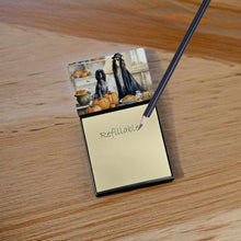 Load image into Gallery viewer, Afghan Hound Fall Kitchen Pumpkins Sticky Note Holder- Refiilable Desk Accessory Note Pad
