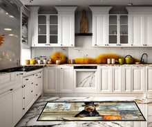 Load image into Gallery viewer, Airedale Terrier Fall Kitchen Pumpkins Runner Mat 28x58